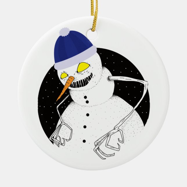 Ornamento De Cerâmica Mau Snowman (Frente)
