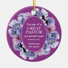 Ornamento De Cerâmica Mauve Floral OBRIGADO, Pastor Apreciação