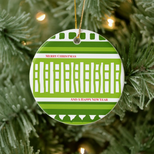 Ornamento De Cerâmica MAZ Striped Ribbed Knitting Pattern 079 Christmas  (Árvore)