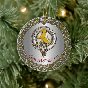 Ornamento De Cerâmica McPherson Clan Emblema/Tartan Thistle Personalizad