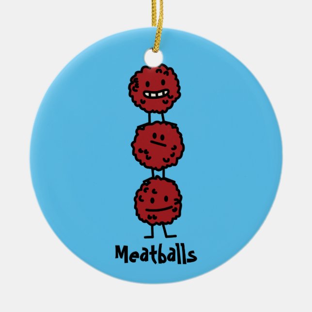 Ornamento De Cerâmica Meatball dos Meatballs empilhado sobre se (Frente)
