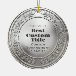 Ornamento De Cerâmica Medalha de Prata Realista 3D Personalizável e Edit