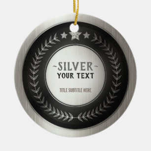 Ornamento De Cerâmica MEDALHA PERSONALIZADA DIY Prata ADICIONE SEU LOGOT