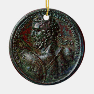 ORNAMENTO DE CERÂMICA MEDALHÃO DE BRONZE ROMANO ANTIGO SEPTIMUS SEVERUS