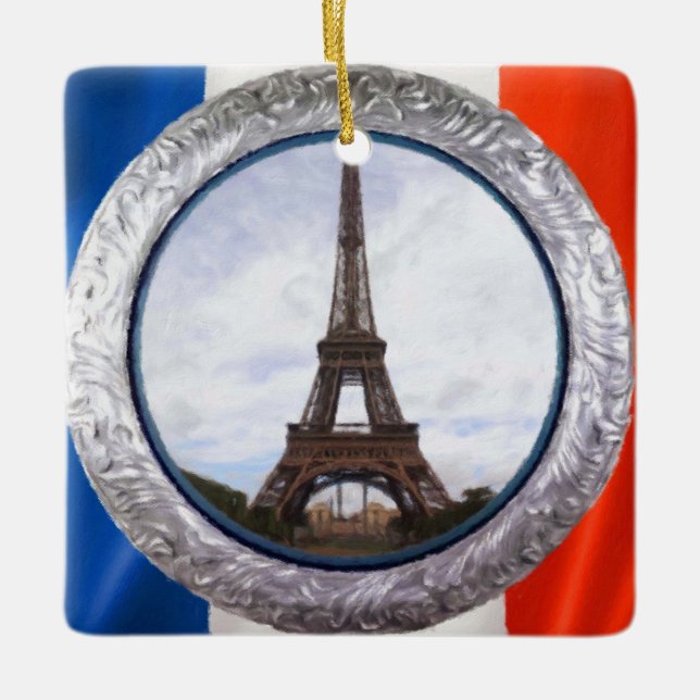 Ornamento De Cerâmica Medalhão de Paris (Frente)