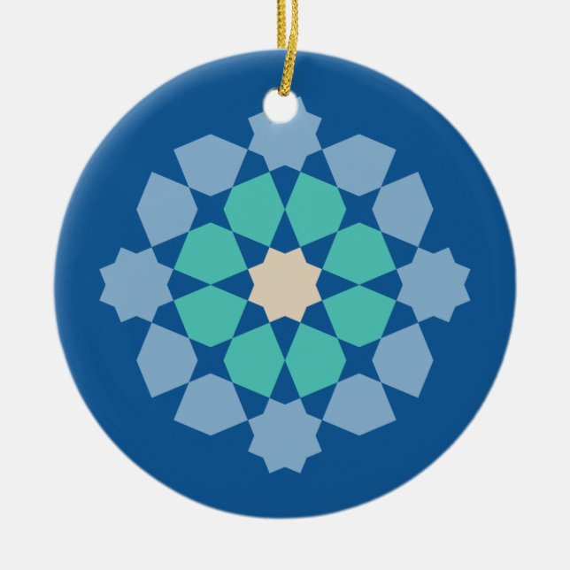 Ornamento De Cerâmica Medalhão Turquesa Tranquilidade (Frente)