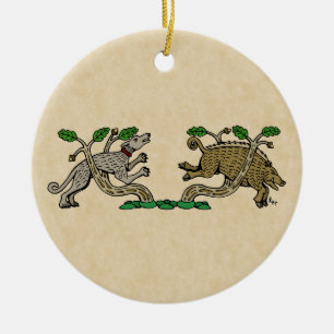 Ornamento De Cerâmica Medeval Boar Hunt