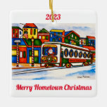 Ornamento De Cerâmica Media, Pensilvânia Hometown Ornament<br><div class="desc">Ornamento representando "Hometown de todos",  Mídia,  PA. Excelente estocado ou presente para qualquer um que ama ou vive na divertida cidade de Media,  Pensilvânia! O ornamento foi criado do artista local,  a pintura de aquarela original de Chris Ambrose.</div>