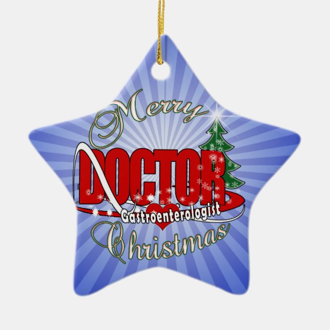 Ornamento De Cerâmica MÉDICO Gastroenterologista CHRISTMAS (Frente)