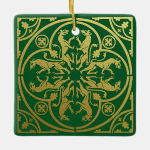 Ornamento De Cerâmica Medieval Renaisance Herald Lion Leopard Metálico