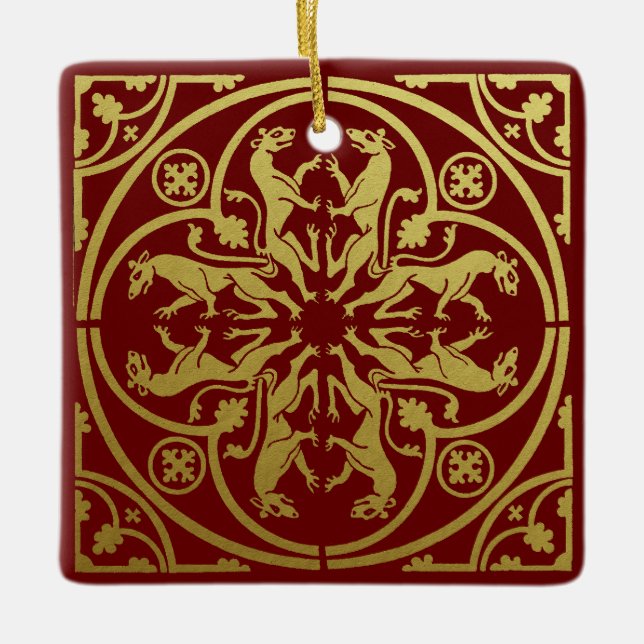 Ornamento De Cerâmica Medieval Renaisance Herald Lion Leopard Metálico (Frente)