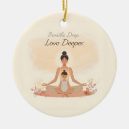 Ornamento De Cerâmica Meditação de Mãe e Filho Arte Serenidade