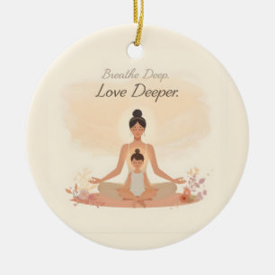 Ornamento De Cerâmica Meditação de Mãe e Filho Arte Serenidade