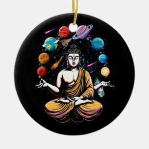 Ornamento De Cerâmica Meditação de Zen Yoga nos planetas espaciais budha