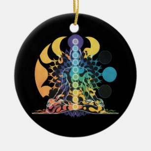 Ornamento De Cerâmica Meditação Espiritual de Chakra Cósmico Colorido En