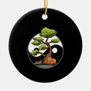 Ornamento De Cerâmica Meditação Zen Espiritual Yin Yang Bonsai Tao