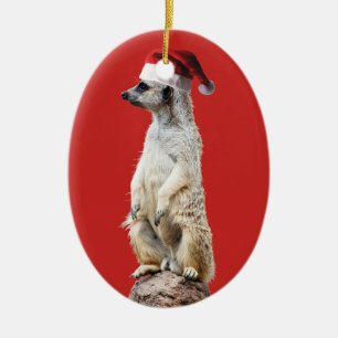 Ornamento De Cerâmica Meerkat Papai Noel