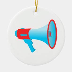 Ornamento De Cerâmica Megaphone Red e Blue