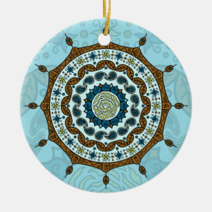 Ornamento De Cerâmica Mehndi Fantasy Copper Ornament