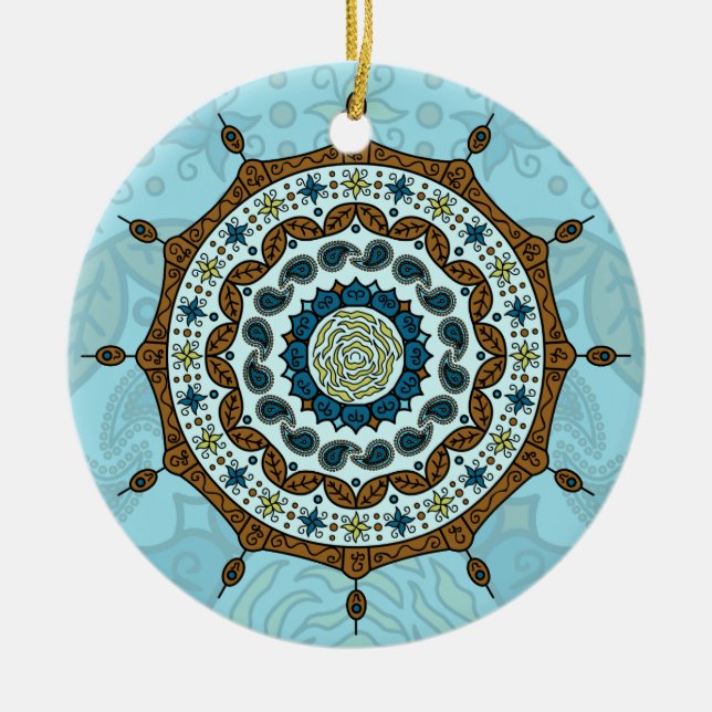 Ornamento De Cerâmica Mehndi Fantasy Copper Ornament (Frente)