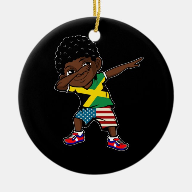Ornamento De Cerâmica Meia-americana Half Jamaican Boy Flag P (Frente)