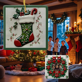 Ornamento De Cerâmica Meia de Natal Personalizável