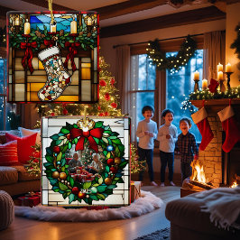 Ornamento De Cerâmica Meia de Natal Vidro Pintado Falso