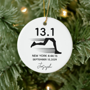 Ornamento De Cerâmica Meia Maratona 13.1 Nome Personalizado, Cidade e Ho