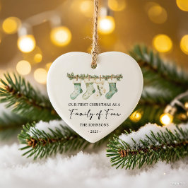 Ornamento De Cerâmica Meias de Natal como uma Família de Quatro