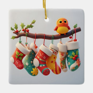Ornamento De Cerâmica Meias de Natal Festivas
