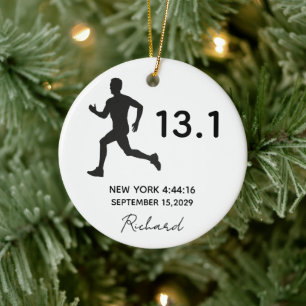 Ornamento De Cerâmica Meio Maratona 13.1 Corredor Masculino Nome Persona