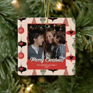 Ornamento De Cerâmica Meio século de Foto Feliz Natal Moderno