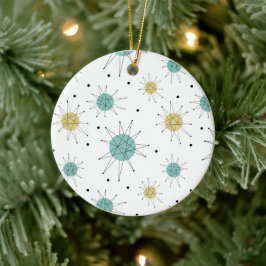 Ornamento De Cerâmica Meio século de Starburst Franciscan Amarelo Azul