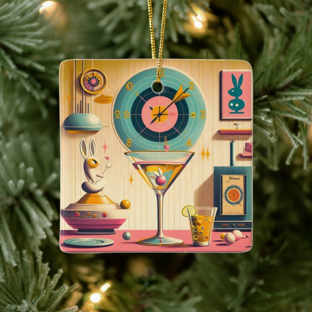 Ornamento De Cerâmica Meio século Futurístico Atômica Rabbit Martini (Árvore)