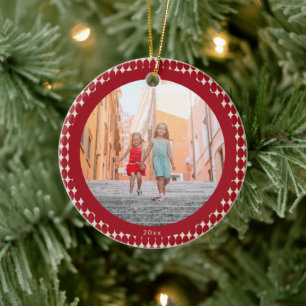 Ornamento De Cerâmica Meio século Retro Red Baubles 2023 Foto Natal