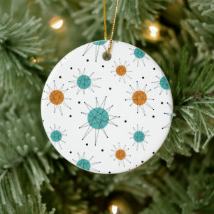 Ornamento De Cerâmica Meio século Turquoise Orange Franciscan Starburst