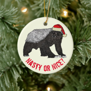 Ornamento De Cerâmica Mel Badger Funny Badass Festivo Papais noeis Sloga