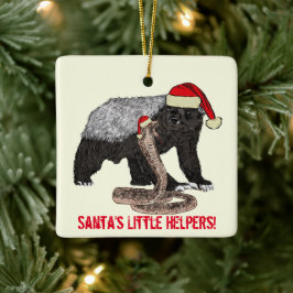 Ornamento De Cerâmica Mel Badger Santa e Cobra Ironia Divertida