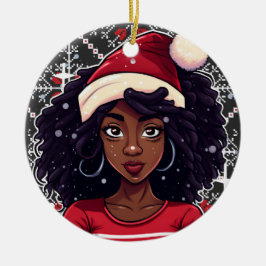 Ornamento De Cerâmica Melanin Christmas Magic Black Girl Sista