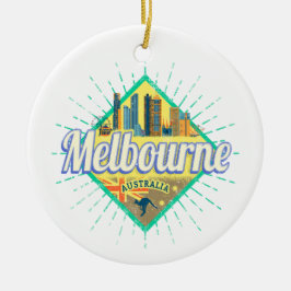 Ornamento De Cerâmica Melbourne Victoria Austrália Retro Skyline Vintage