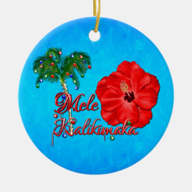 Ornamento De Cerâmica Mele Kalikimaka (Frente)