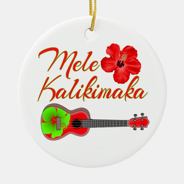 Ornamento De Cerâmica Mele Kalikimaka (Frente)