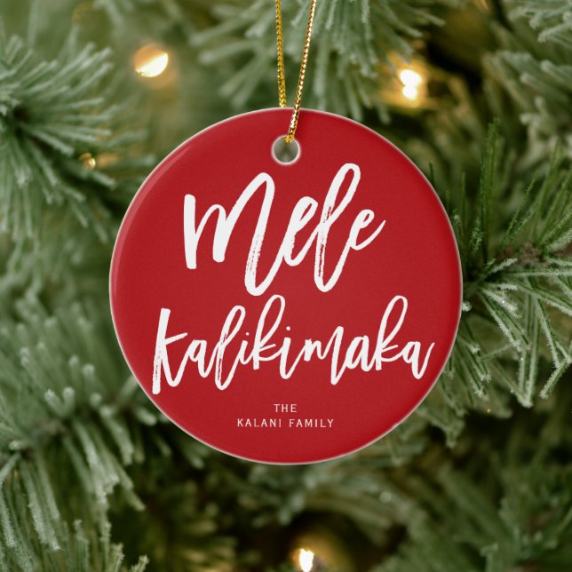 Ornamento De Cerâmica Mele Kalikimaka Brushing - Foto de Natal (Árvore)