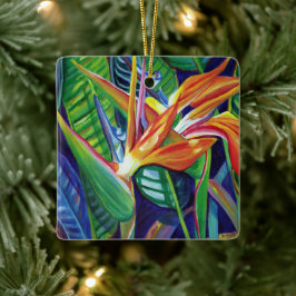 Ornamento De Cerâmica Mele Kalikimaka Hawaii Bird of Paradise Christmas