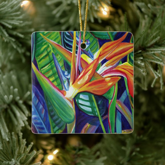 Ornamento De Cerâmica Mele Kalikimaka Hawaii Bird of Paradise Christmas (Árvore)