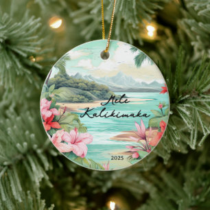 Ornamento De Cerâmica Mele kalikimaka Natal