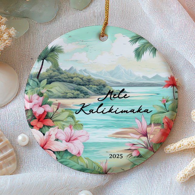 Ornamento De Cerâmica Mele kalikimaka Natal (Criador carregado)