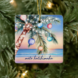 Ornamento De Cerâmica Mele Kalikimaka Palm Tree Natal tropical