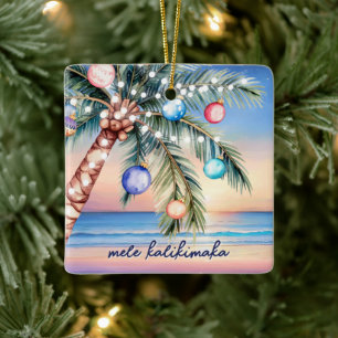 Ornamento De Cerâmica Mele Kalikimaka Palm Tree Natal tropical