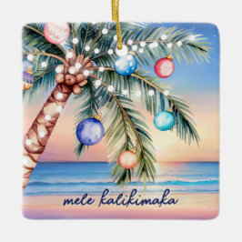 Ornamento De Cerâmica Mele Kalikimaka Palm Tree Natal tropical